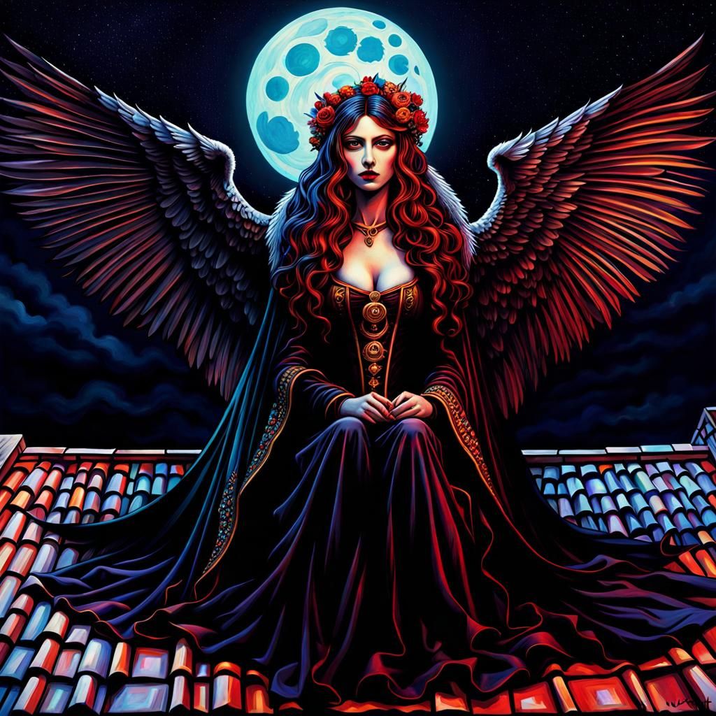 Gothic Vampire Witch: Psychedelic Surrealist Nightscape