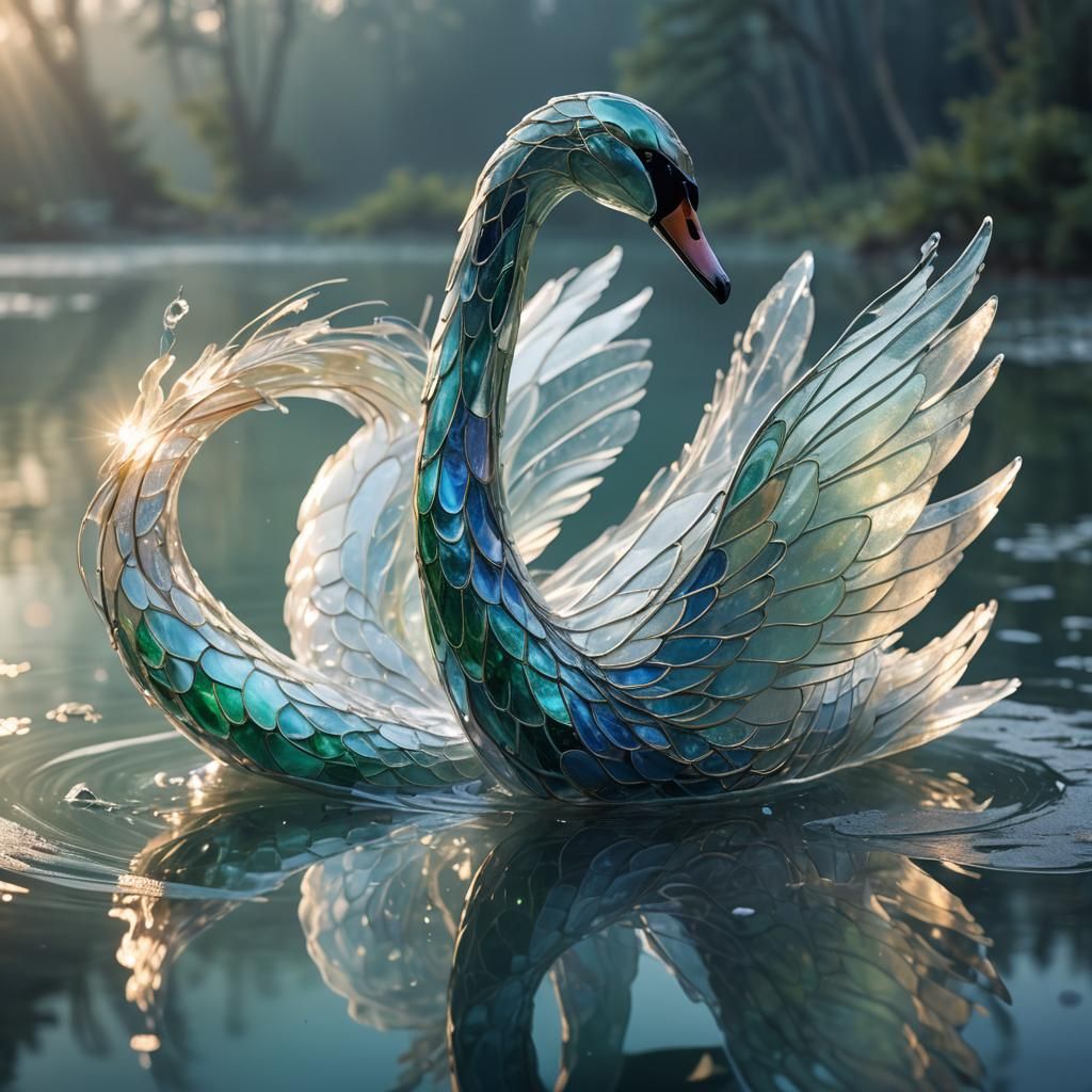 Glass Swan Concept Art on Misty Lake