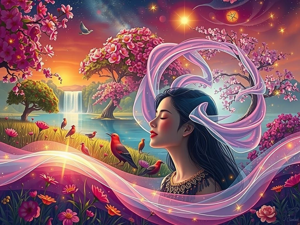 Ethereal Goddess in Whimsical Garden