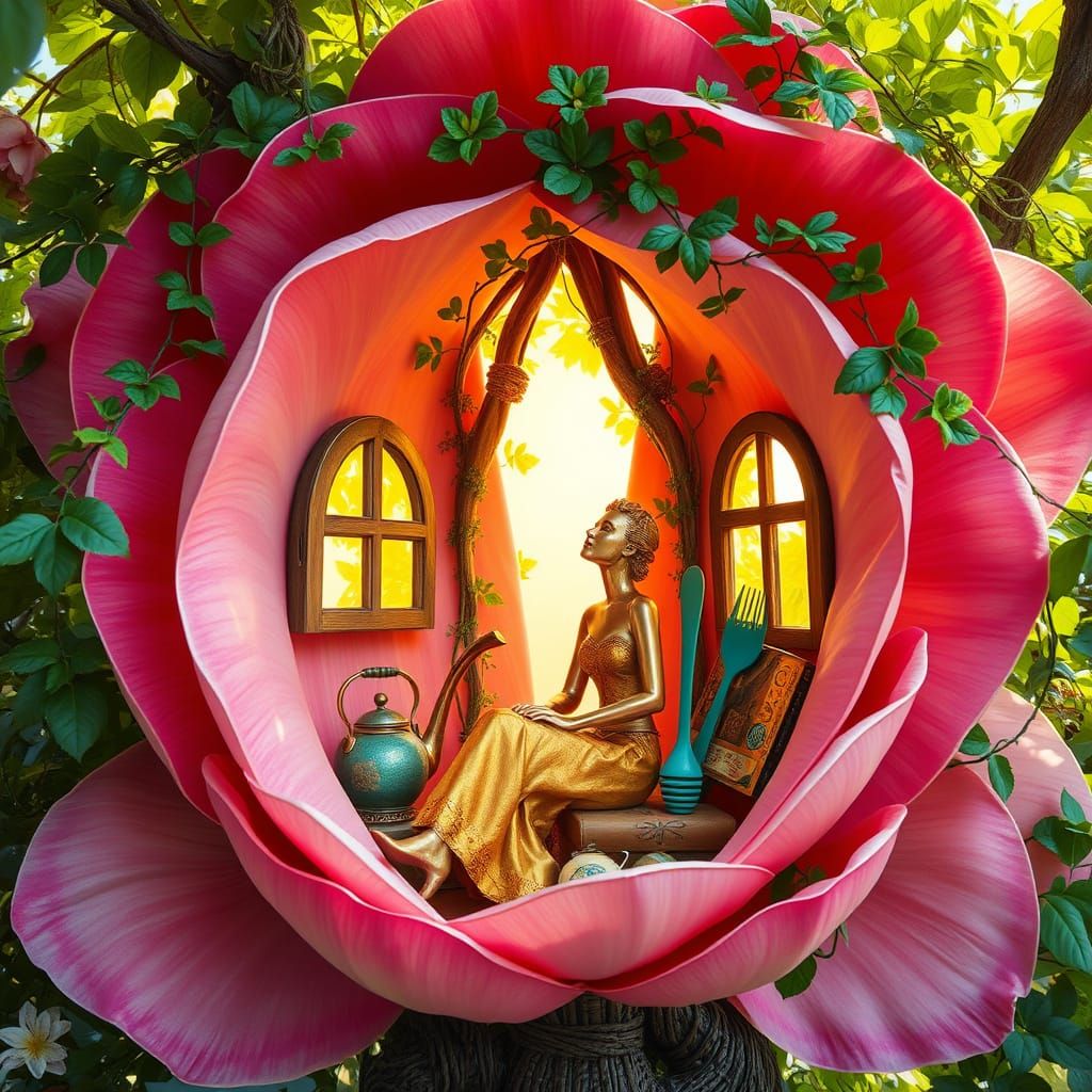 Enchanted Whimsy in a Blooming Flower's Heart