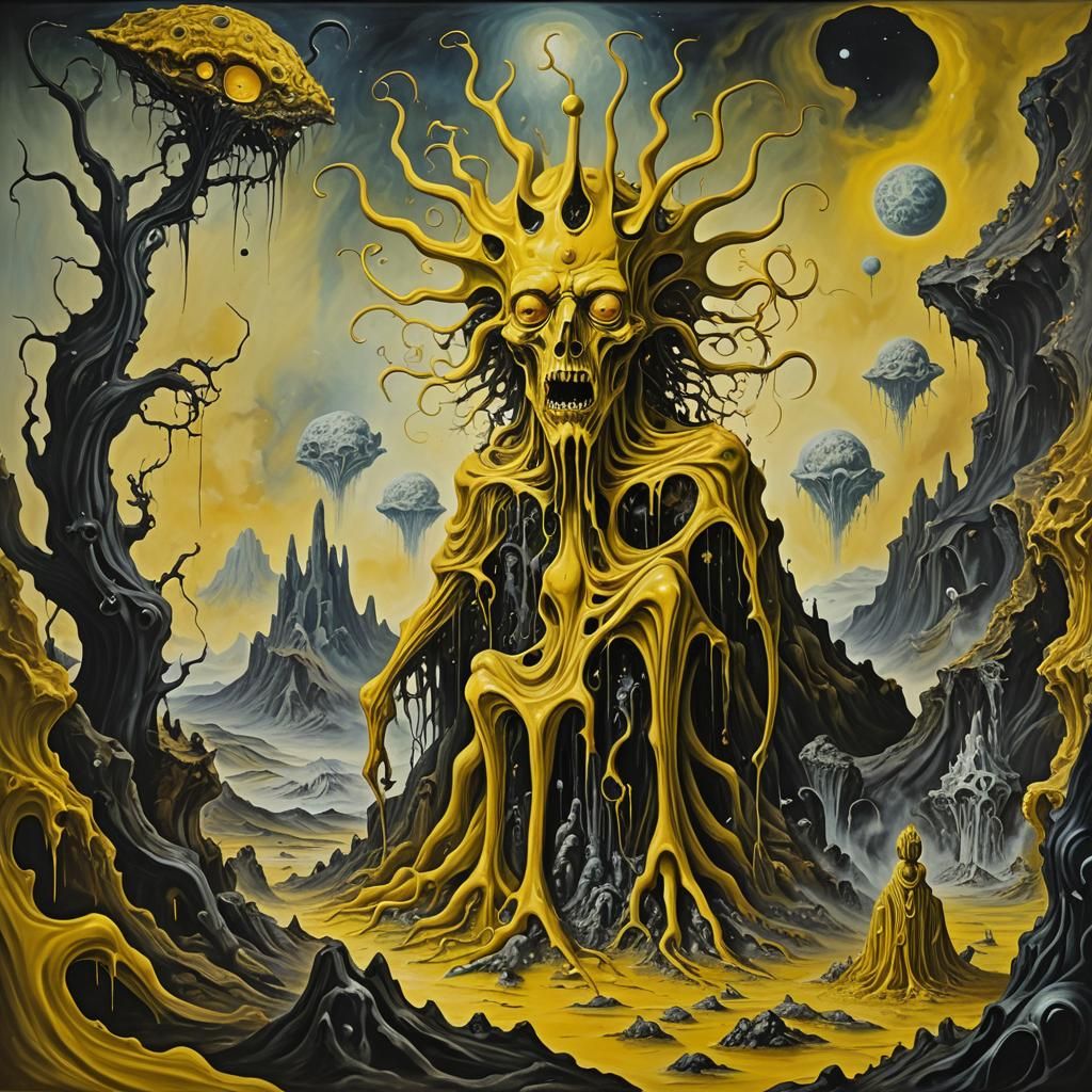 The Yellow King in Cosmic Surreal Landscape