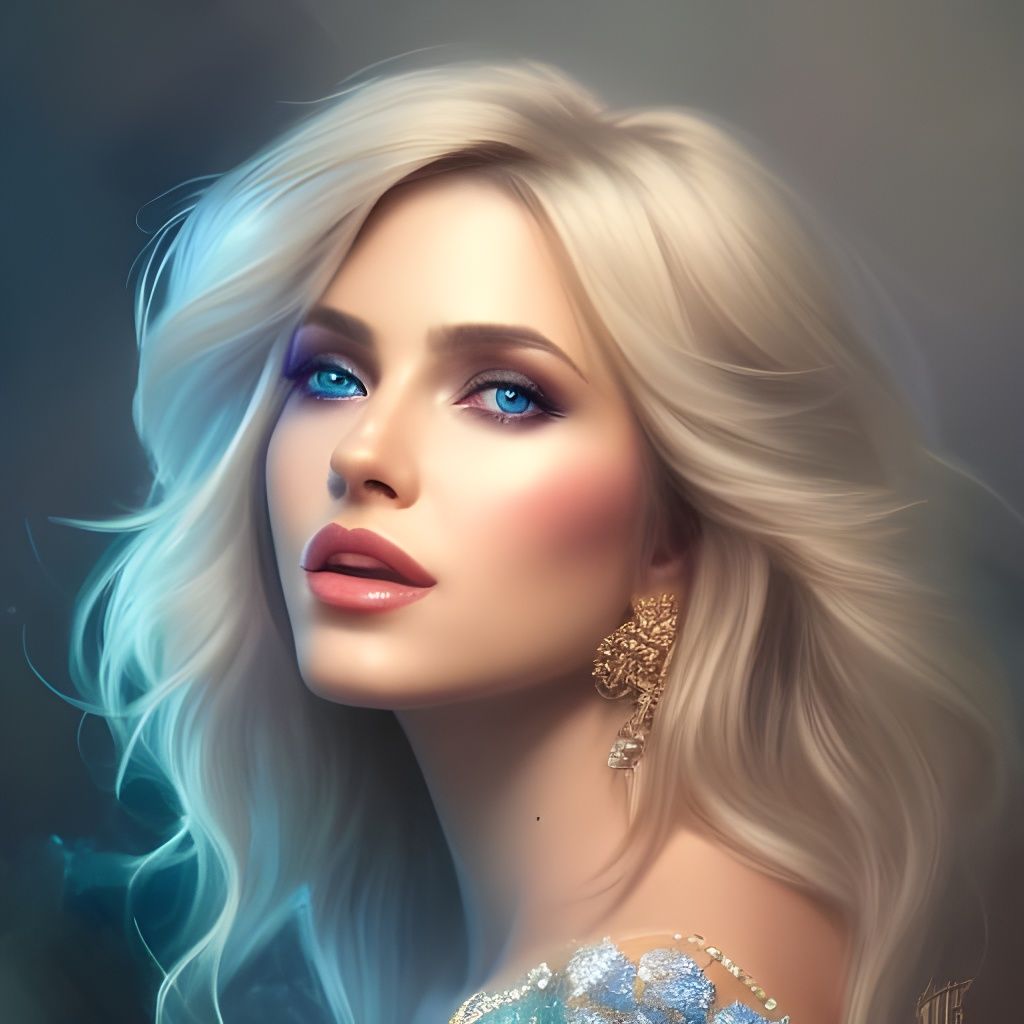 Beautiful Woman Portrait with Turquoise and Gold Jewels