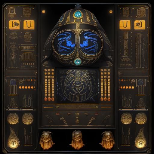 Cyberpunk Scarab Beetle in Bio-Mechanical Egyptian Style