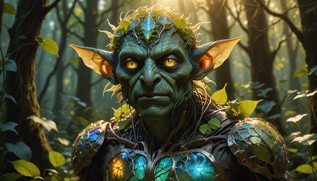 Glass Skin Goblin with Bioluminescent Brain Concept Art