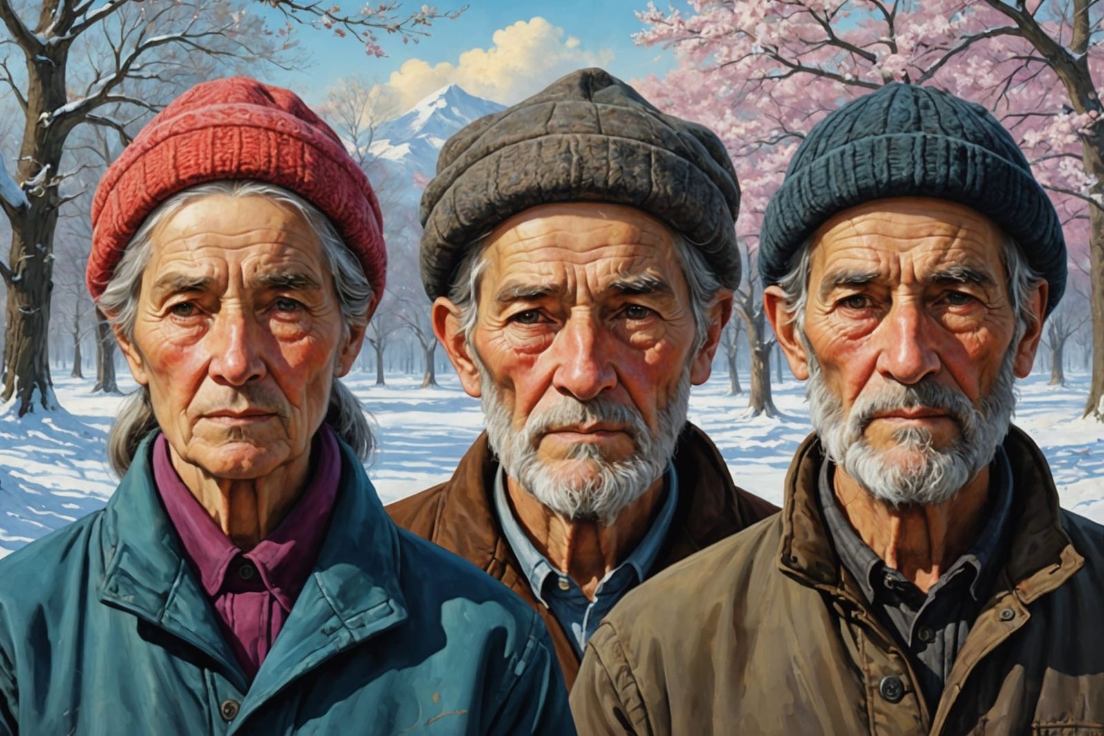 Old Man and Four Seasons: Digital Artwork