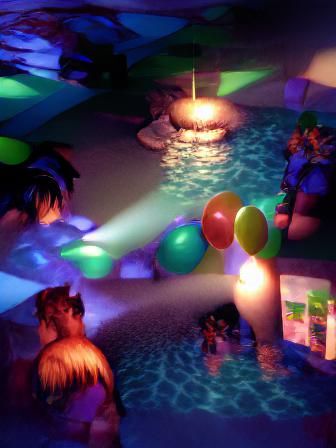 1990s Pool Party with Volumetric Lighting