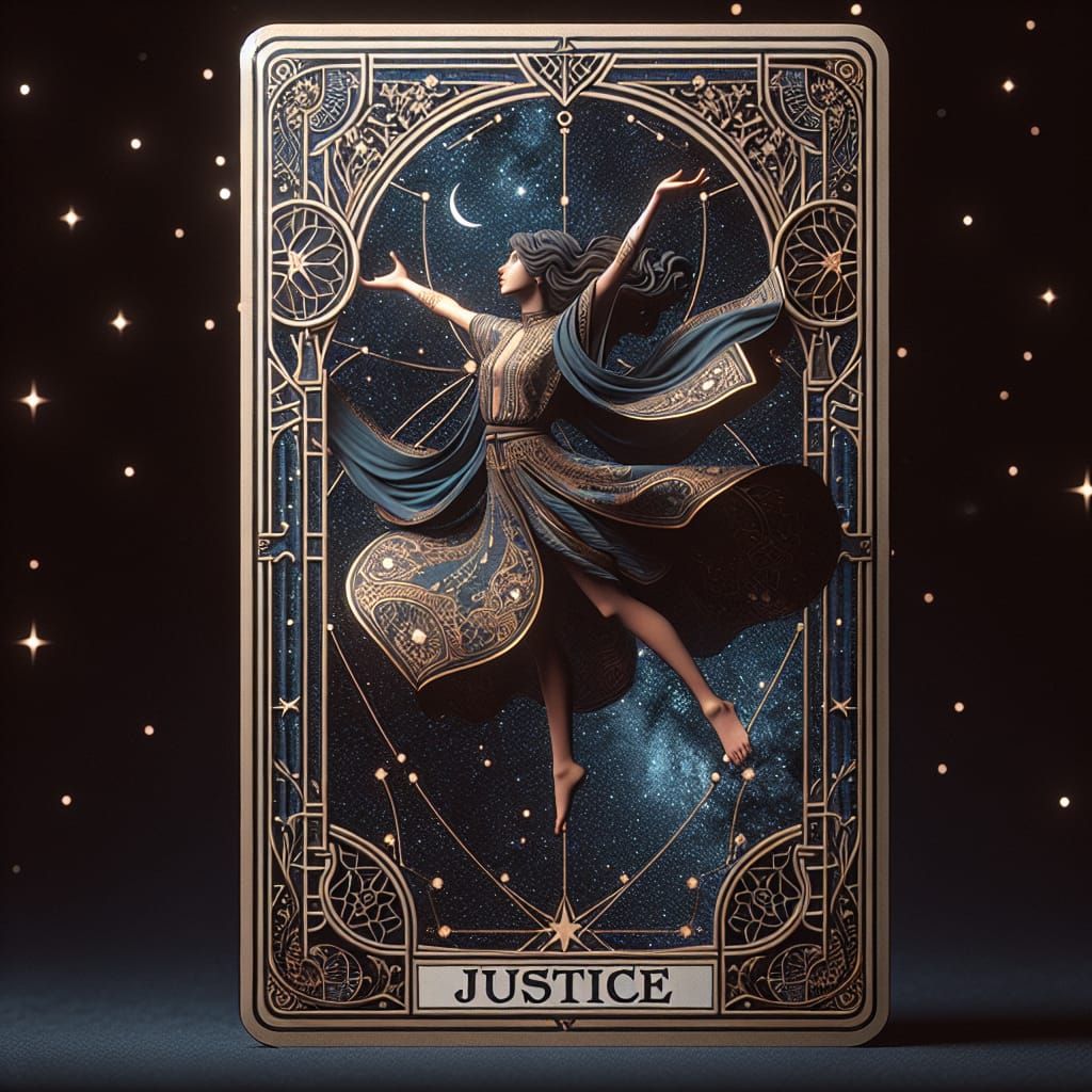 Justice Tarot Card: 3D Woman Escaping