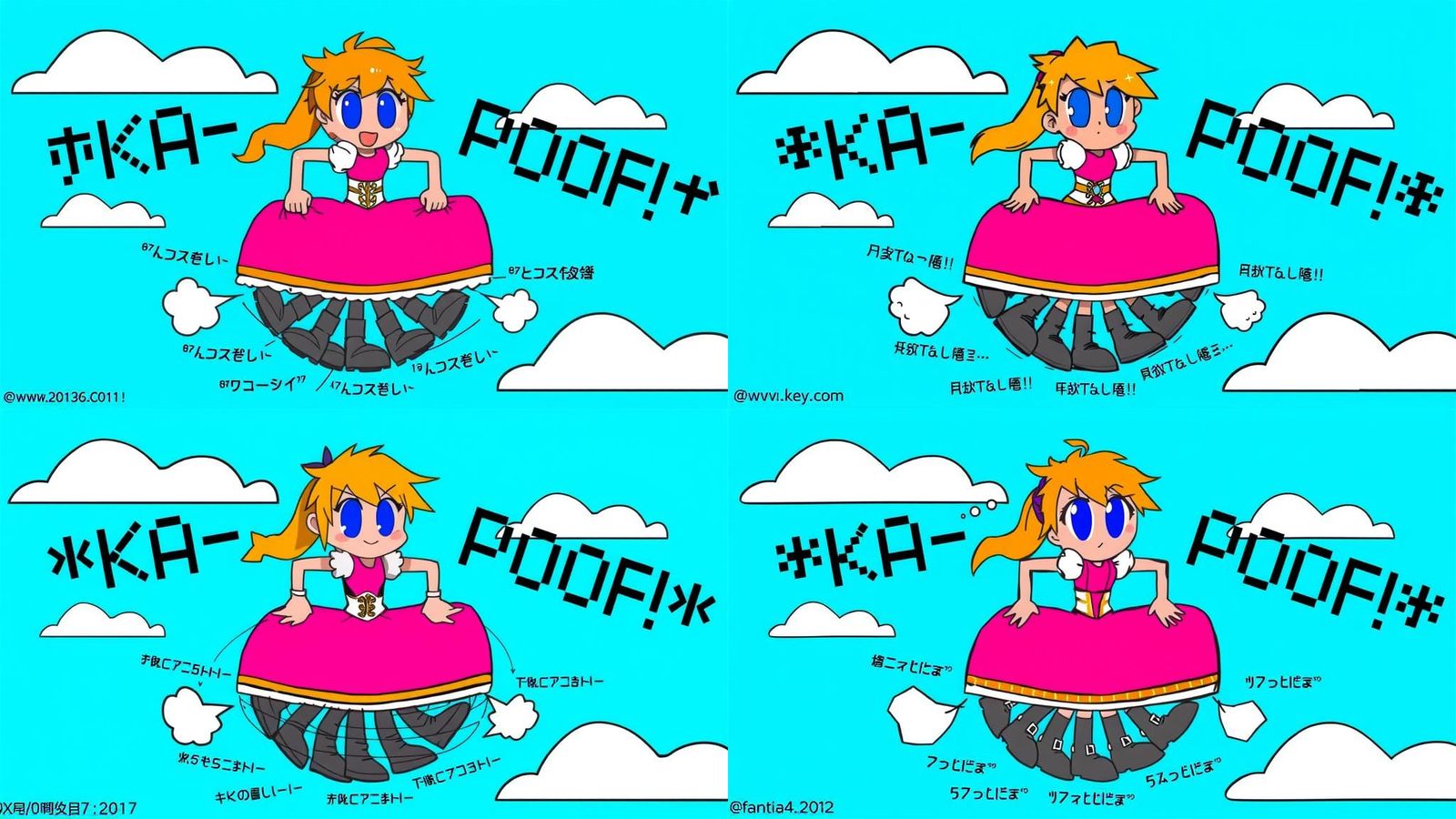 Cartoon Woman Parachuting in Princess Dress