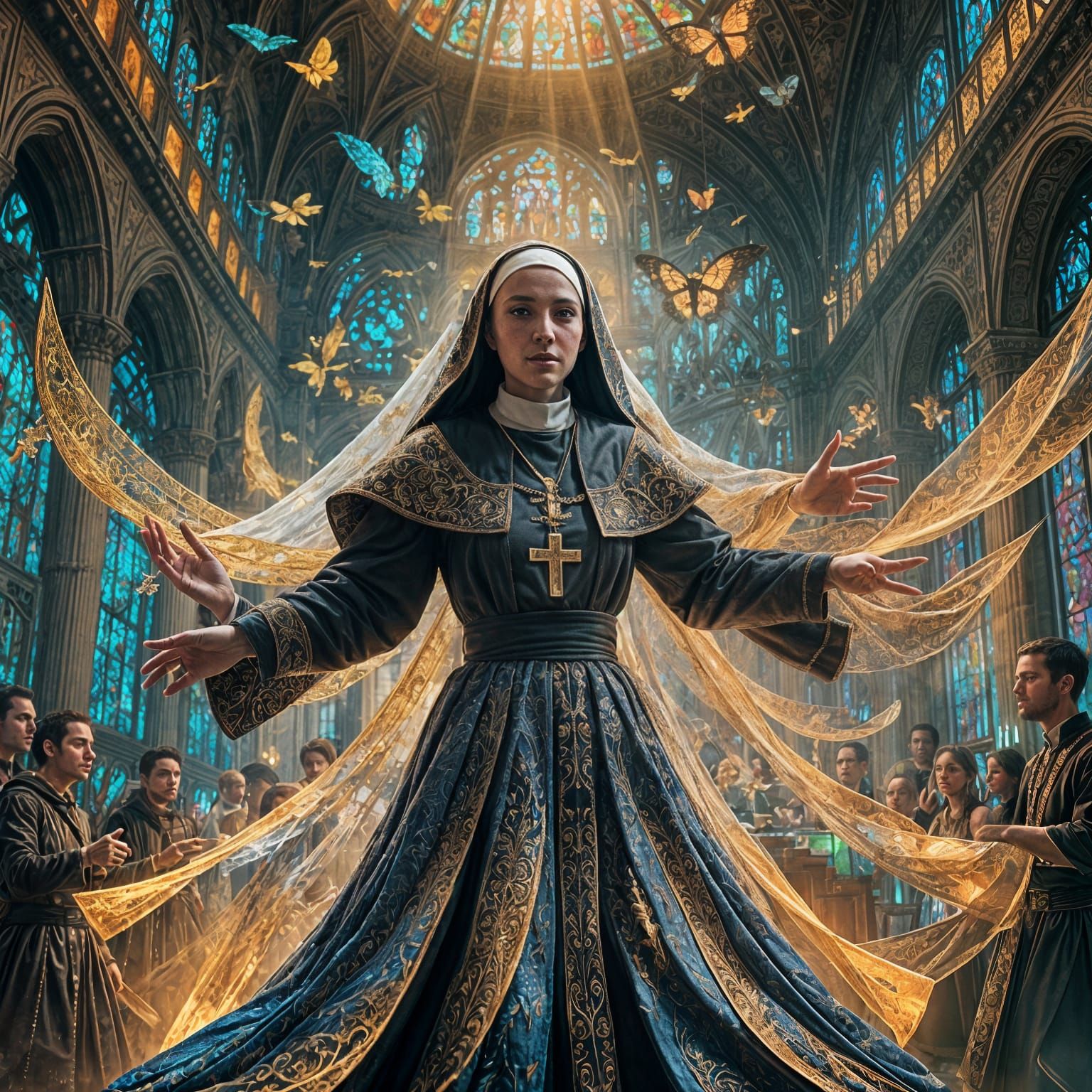 Nun at a Rave: Revelations Dress, Digital Art