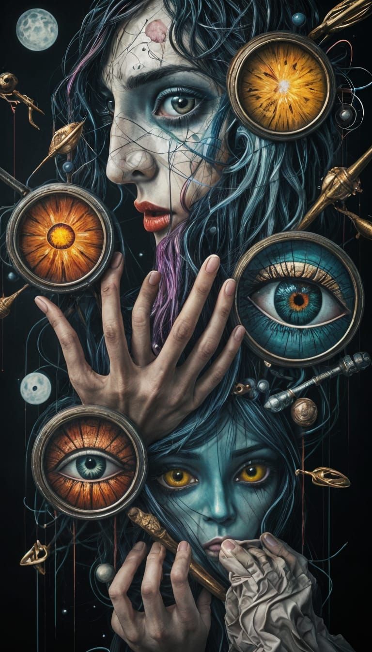 Surreal Distorted Faces Emerge from Dreamlike Chaos