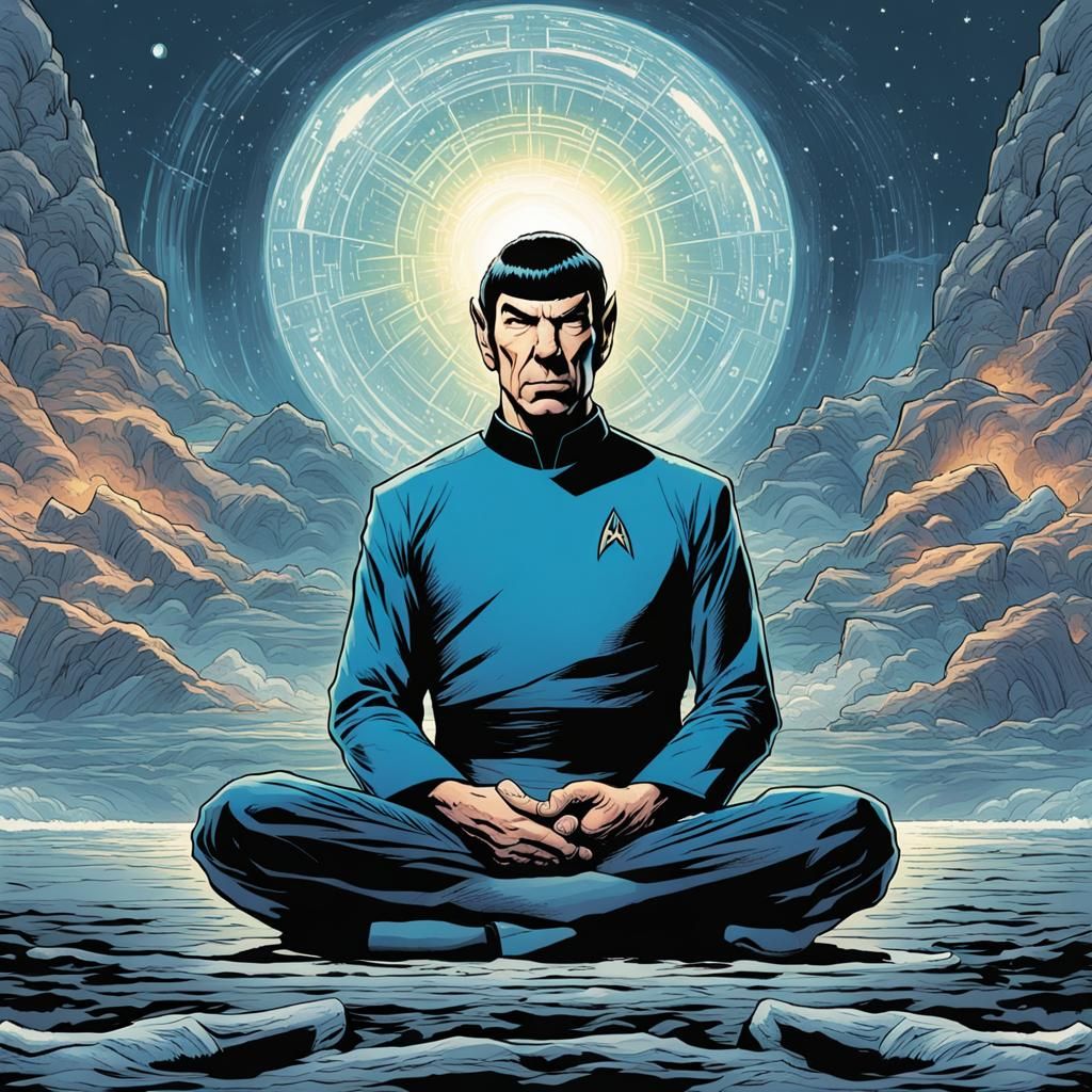 Spock Meditating: Comic Book Art Style