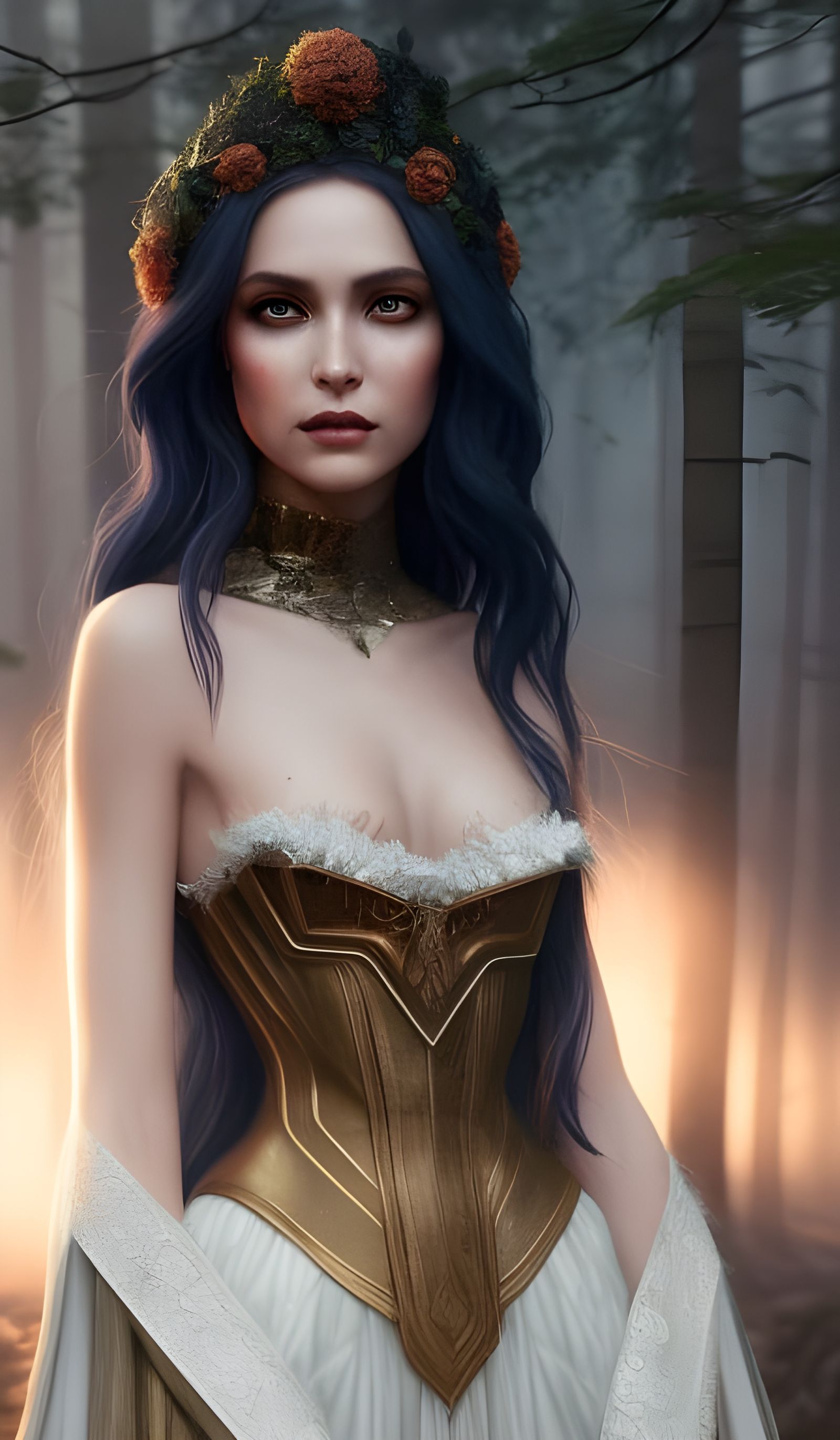 Luminous Forest Witch Portrait in Hyperrealistic Style