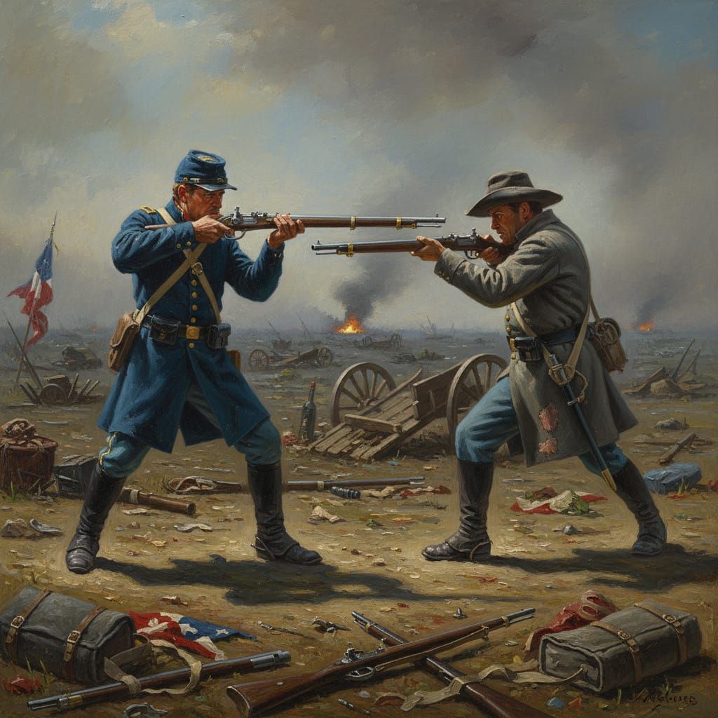 Union and Confederate Soldiers in Tense Standoff, 1862