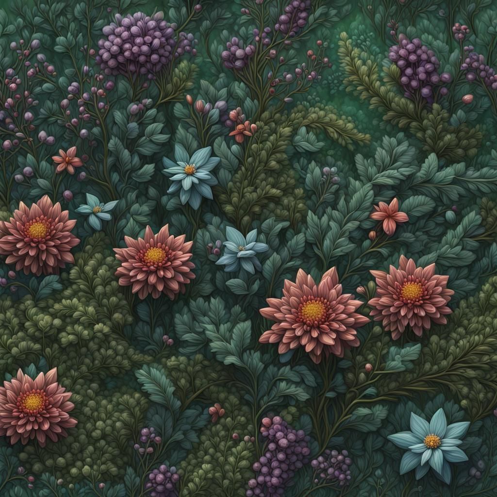 Vibrant Pop Art: Winter Flowers on Green