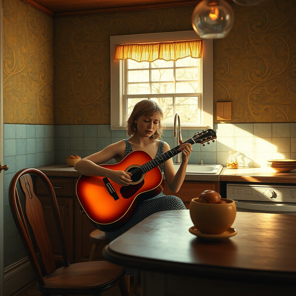 Connie Converse's Cozy Kitchen in Matte Painting Style