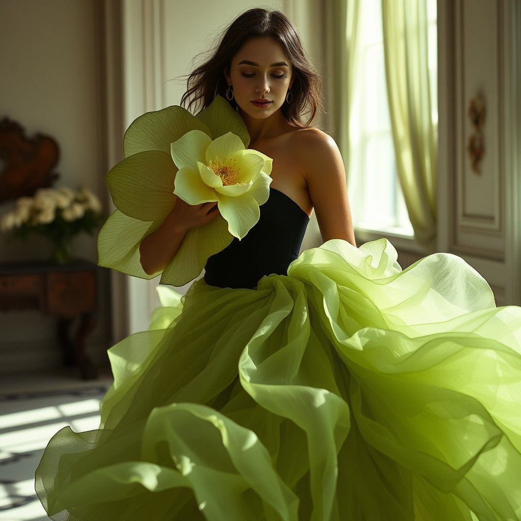 Lotus-Inspired Fashion Editorial with Organza Fabrics