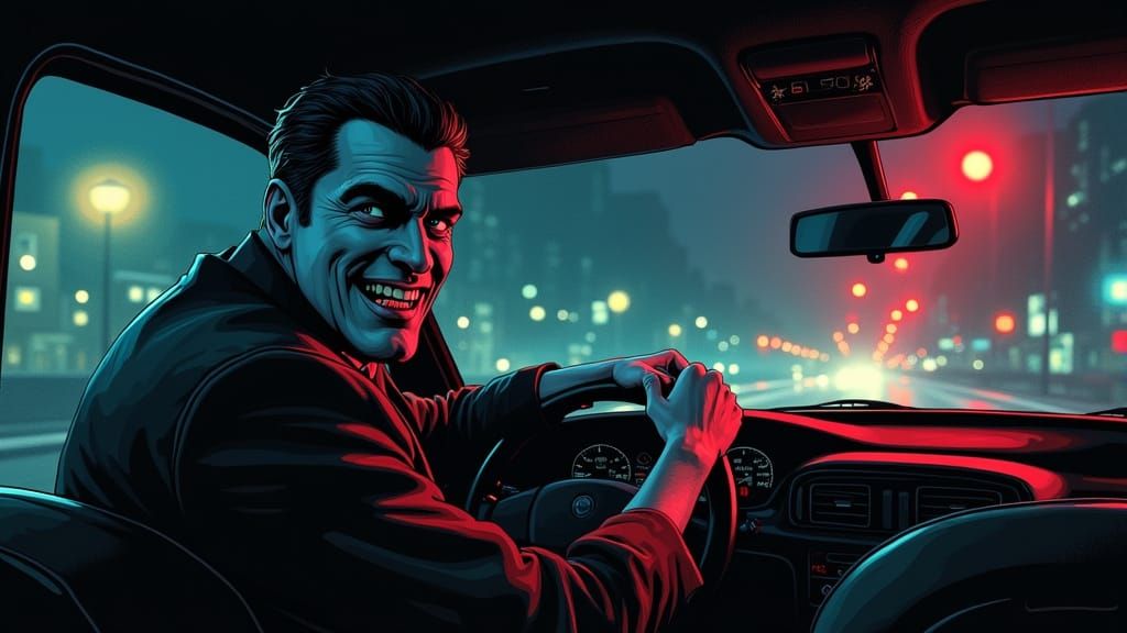 Vampire Cab Driver in Comic Book Art