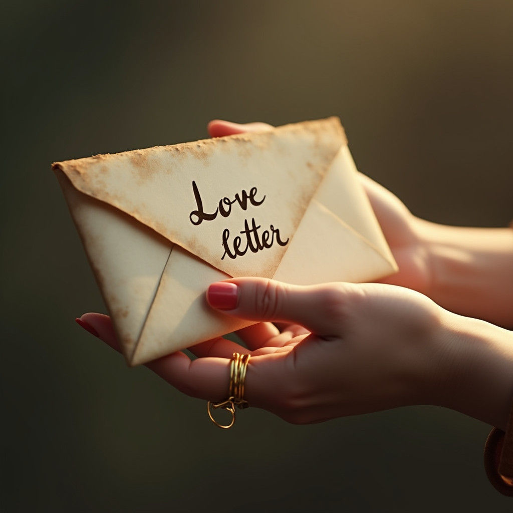 Hand Holding Love Letter as Fantasy Concept Art