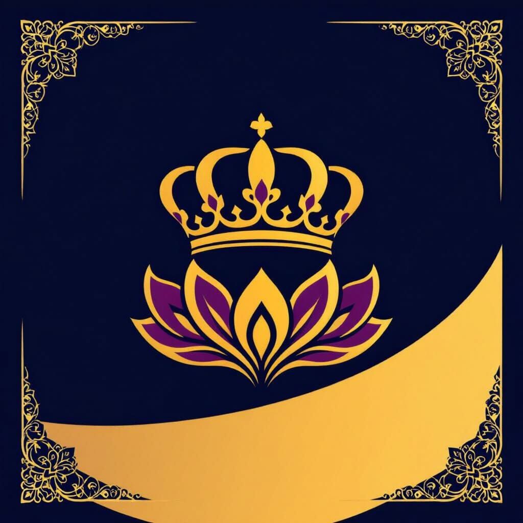 Saffron King Logo: Crown & Petals in Gold and Purple