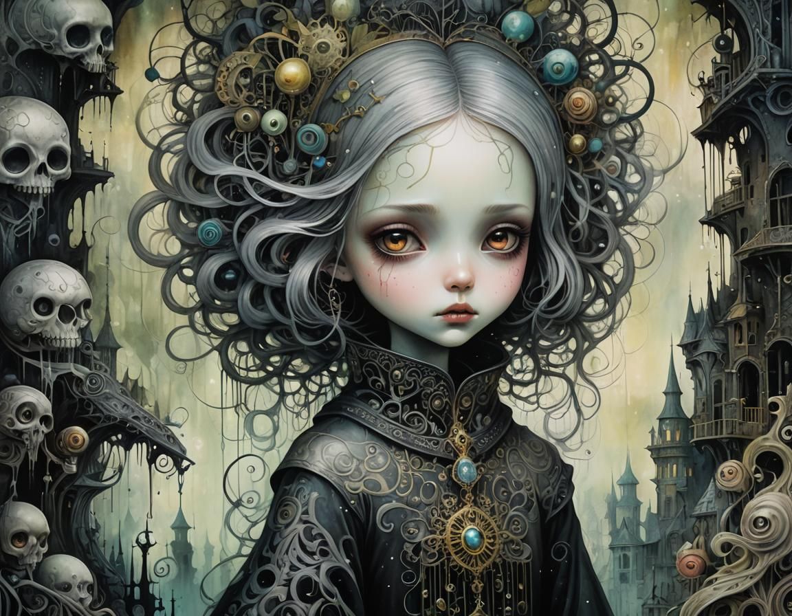 Mysterious Figure in Dystopian Dreamscape: Surreal Portrait