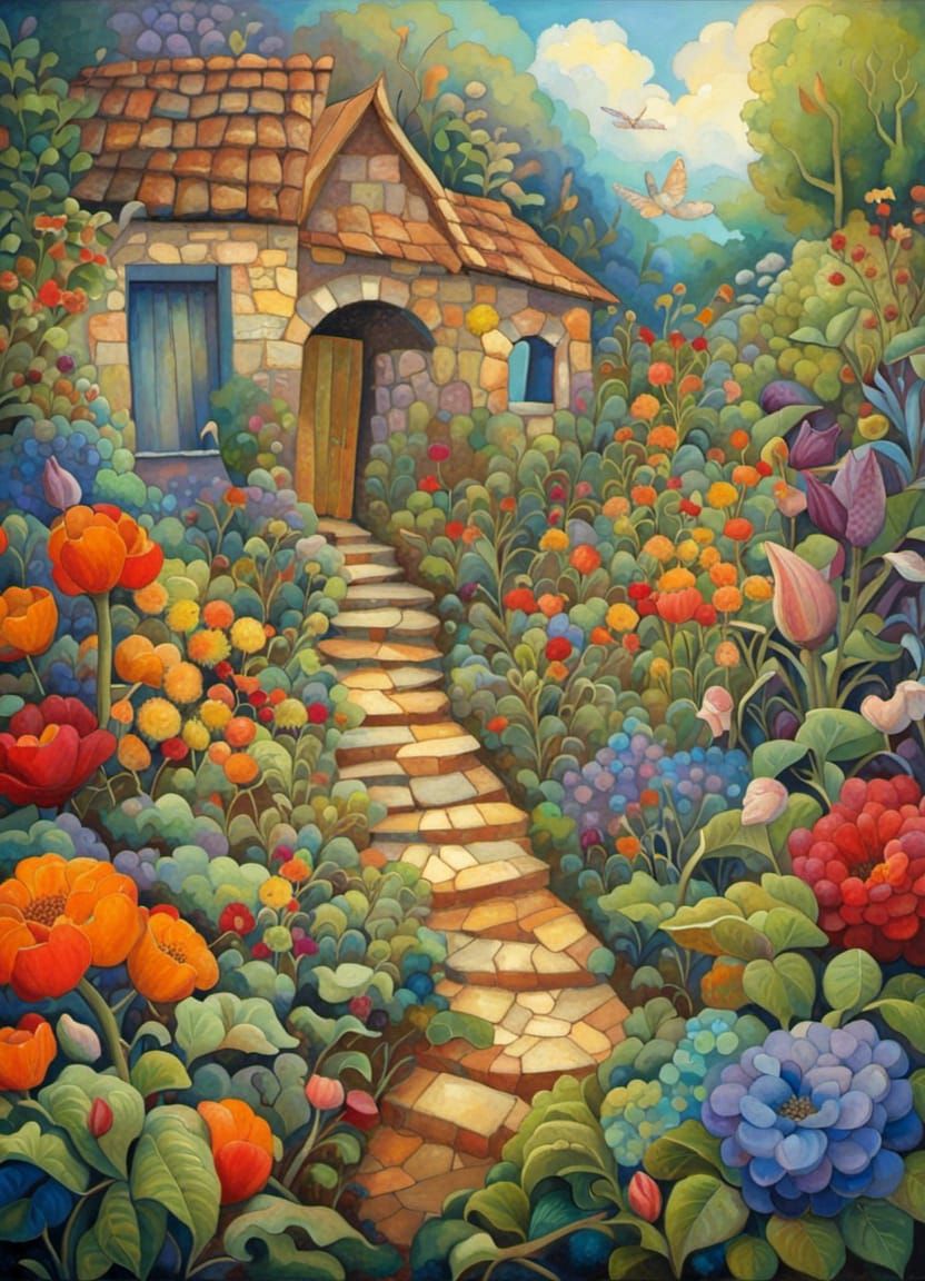 Asiatic Garden in Acrylic Wall Art Style