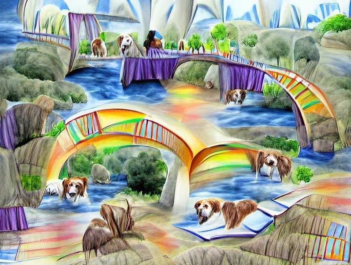 Rainbow Bridge Storybook Illustration for Dogs