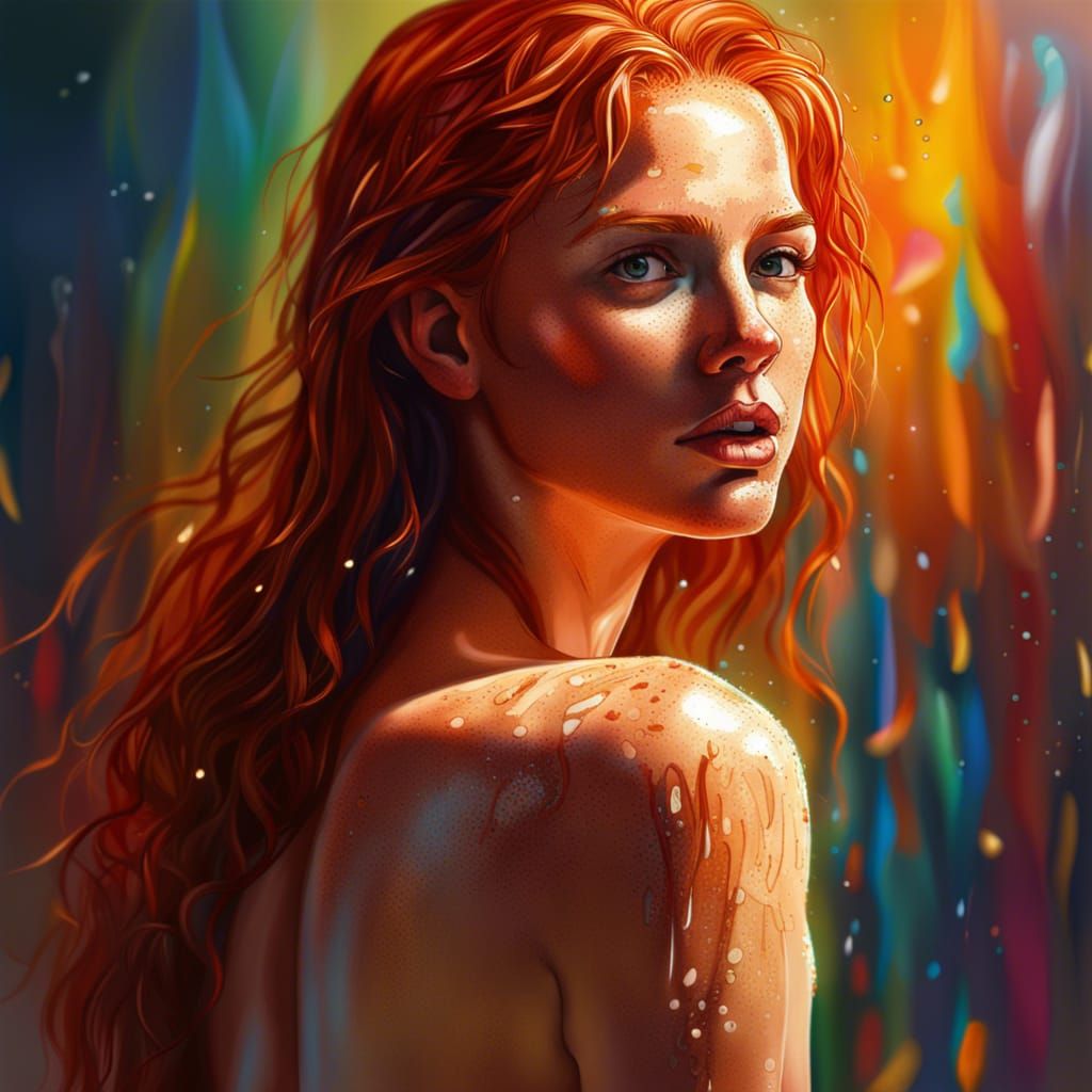 Hyperrealistic Redhead Portrait with Detailed Color Depth
