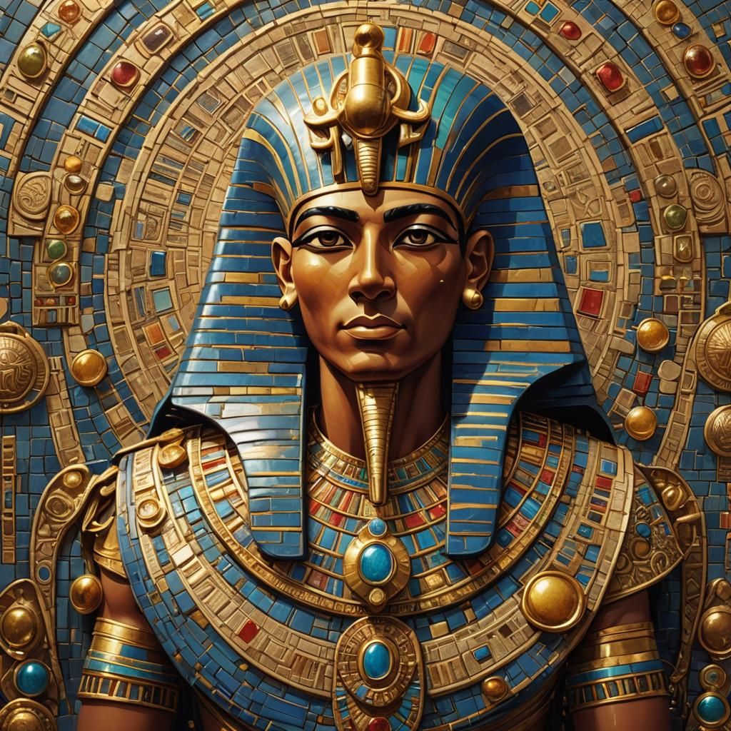 Pharaoh in Byzantine Mosaic with Precious Stones