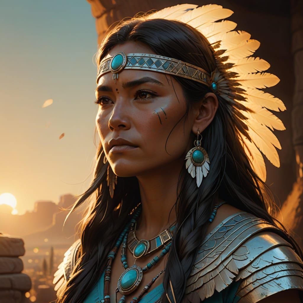 Surreal Native American Goddess in Marvel Concept Art Style