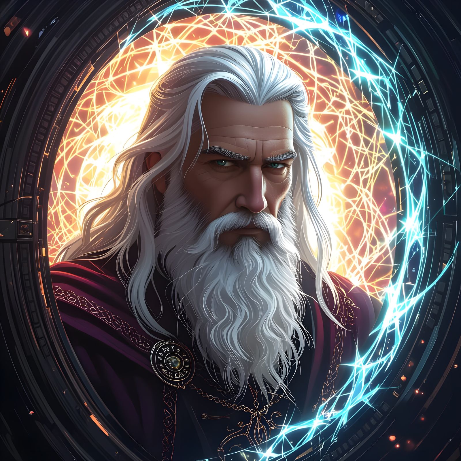 Wizardly Visitor Emerges Through Portal: Hyperdetailed Conce...