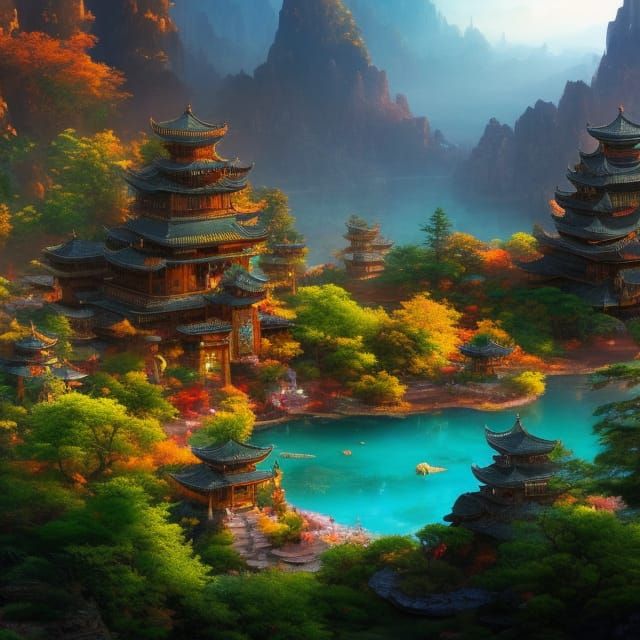 Elaborate Zen Garden Aerial View in 4K