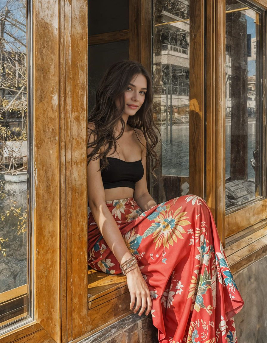 Ethereal Woman in Window, Expressionist Painting