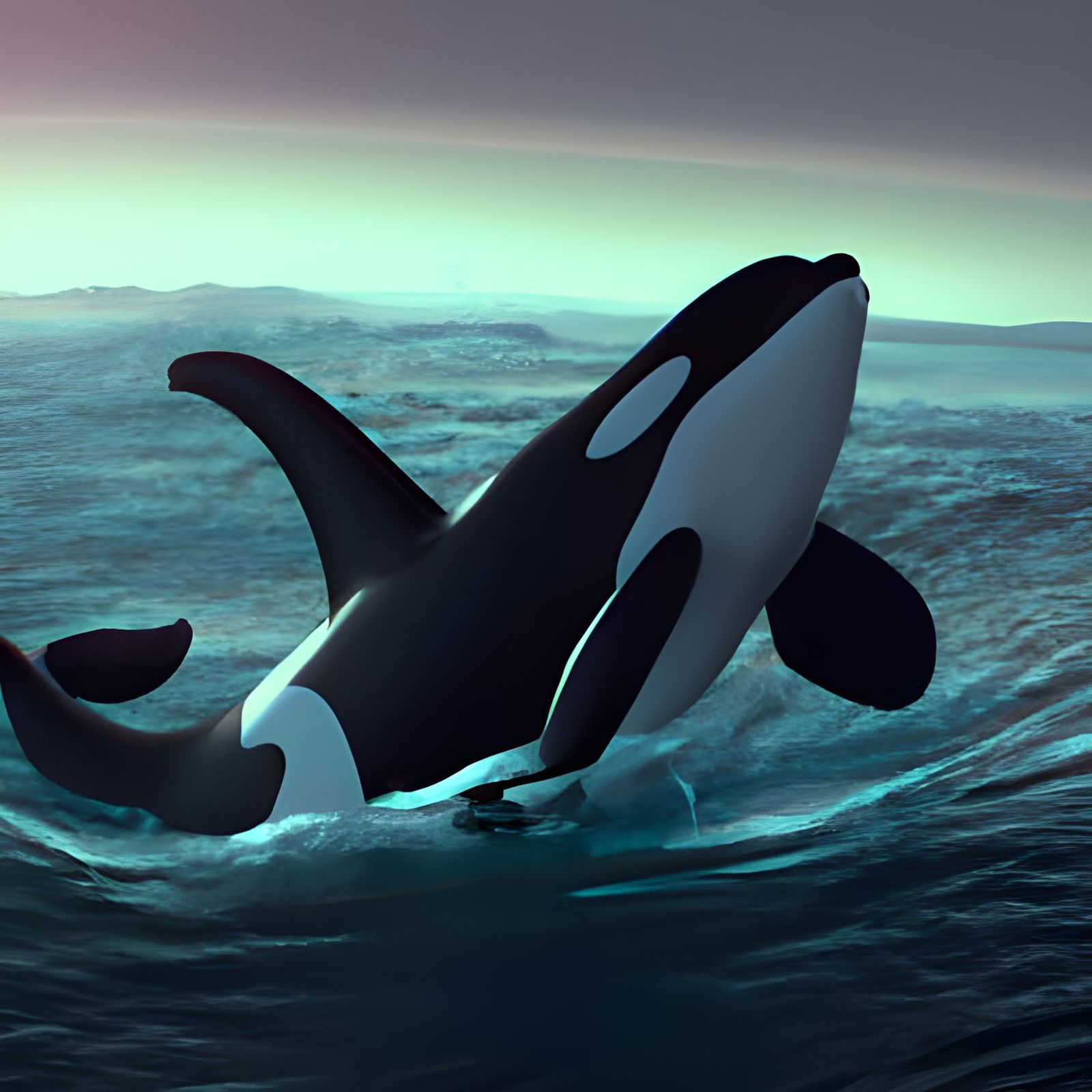 Orca And Aurora Borealis