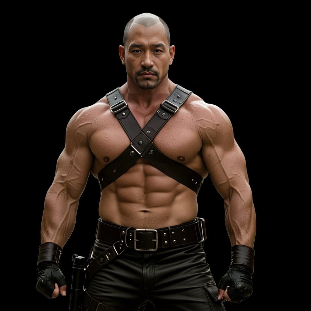 Bodybuilder Daddy in Harness and Leather Pants