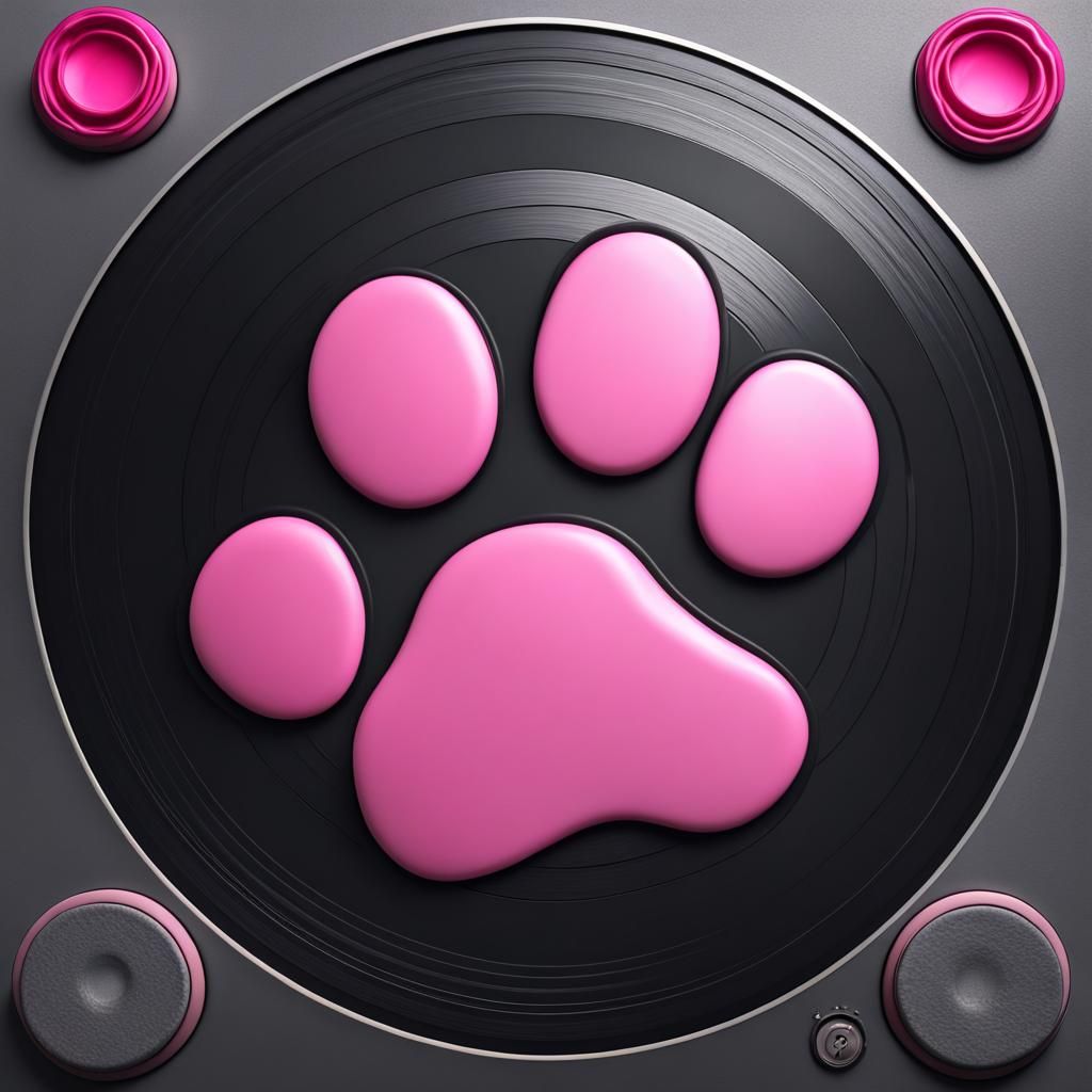 Pink Cat Paw Vinyl Record: Detailed Matte Painting