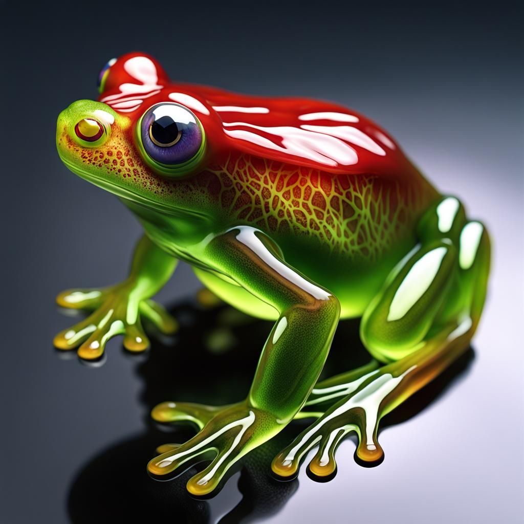 Detailed Glass Frog in Airbrush Style