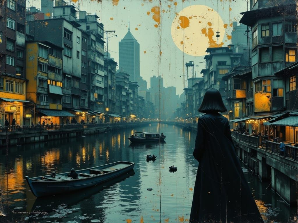 Kowloon Splendor Impasto Painting Low Angle