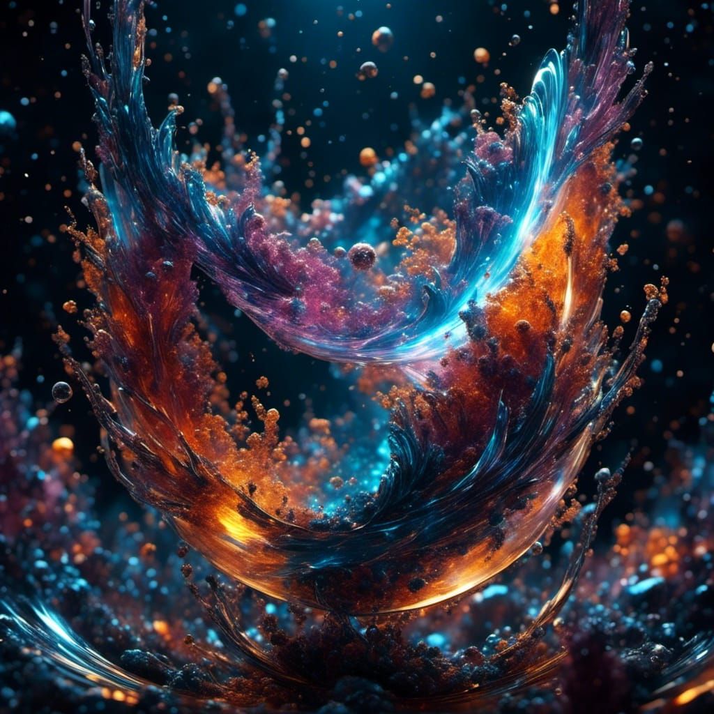 Luminous Crystal Nebula Flower Beanstalk in Space