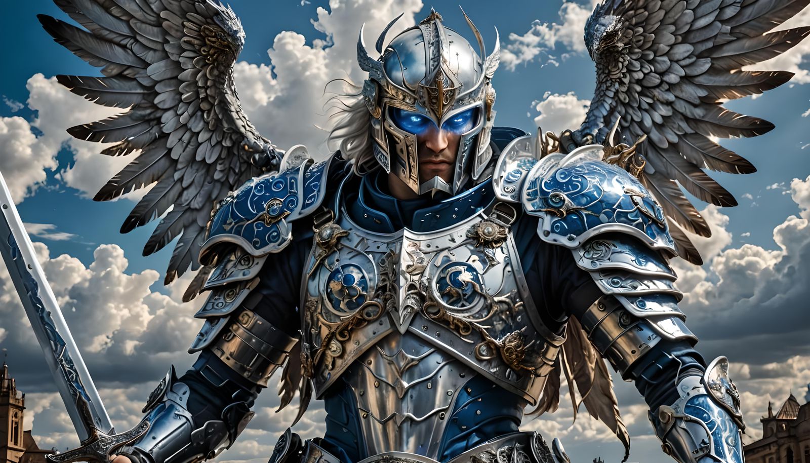 Celestial Being with Cyborg Head, Hyperrealistic