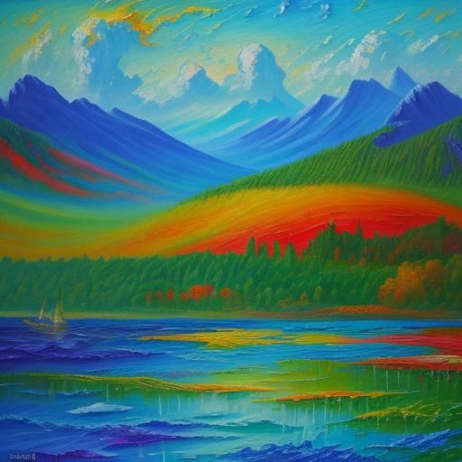 Robinson Crusoe Island Painting in Expressionist Style