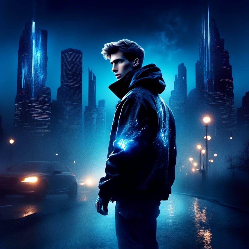 Dramatic Cityscape Film Poster with Male Character