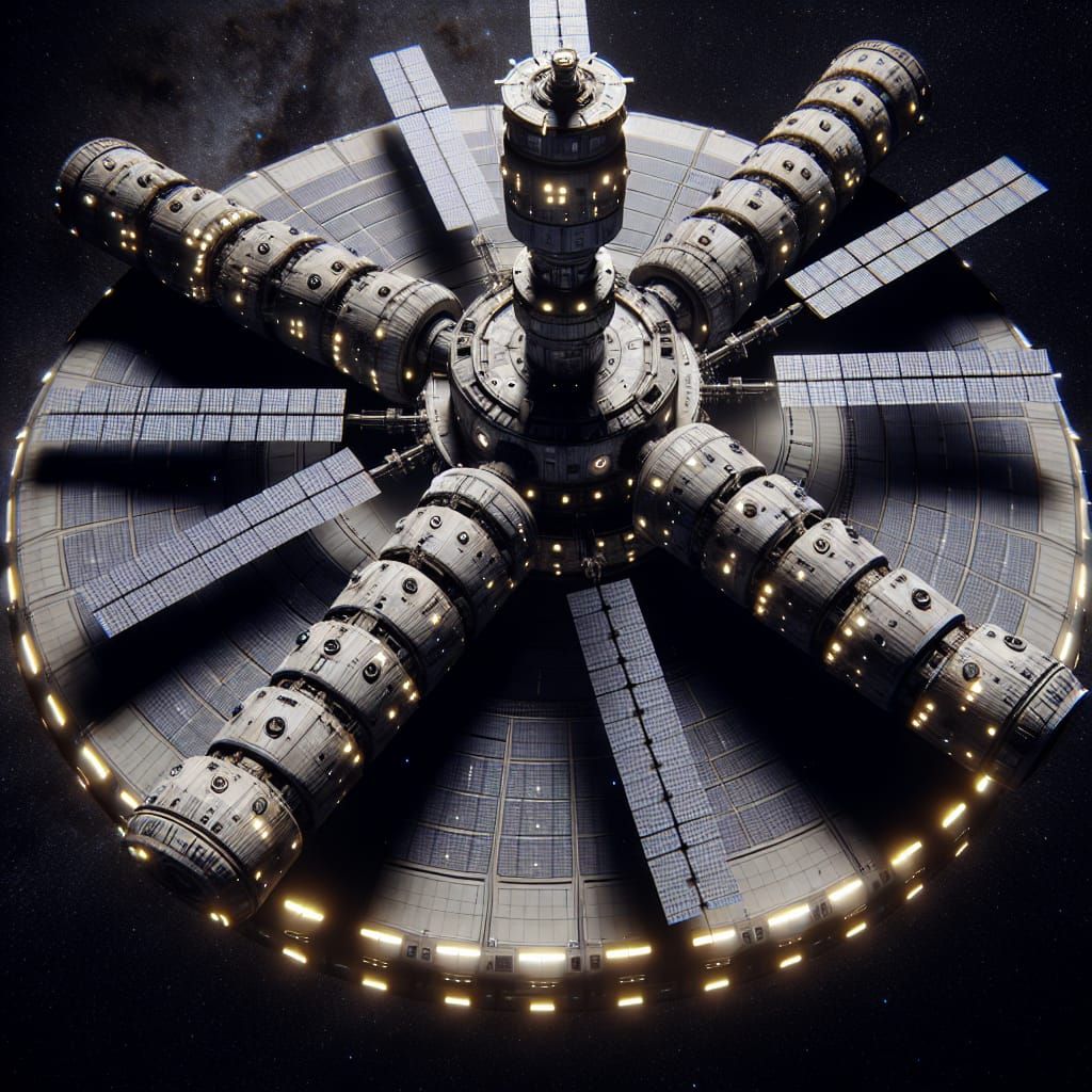 Circular Space Station Radiating in Deep Space