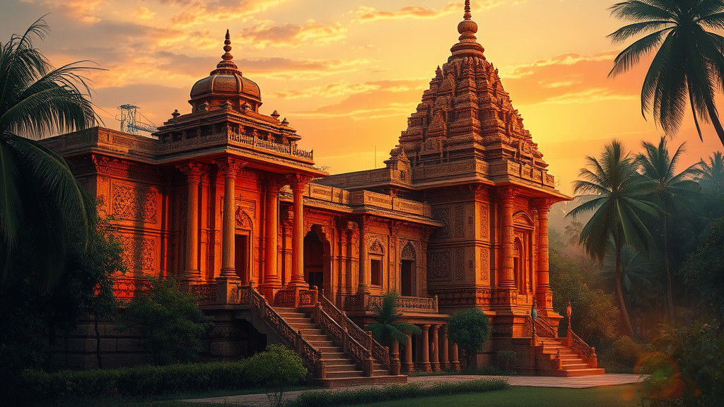 Ancient Indian Heritage Site Aglow at Dusk