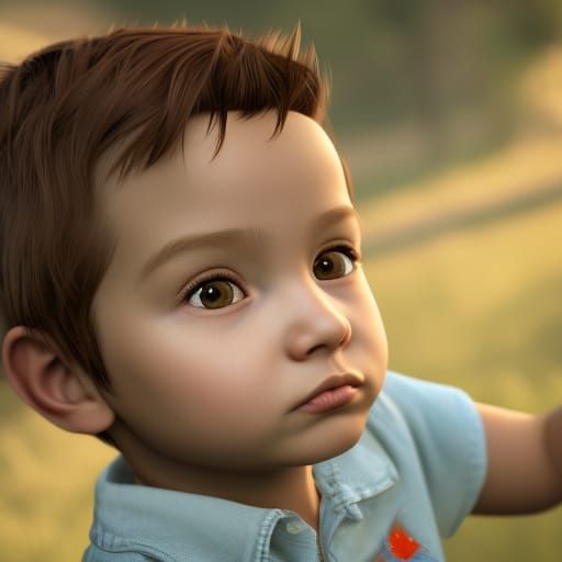 Toddler Portrait in 3D Game Cinematic Style