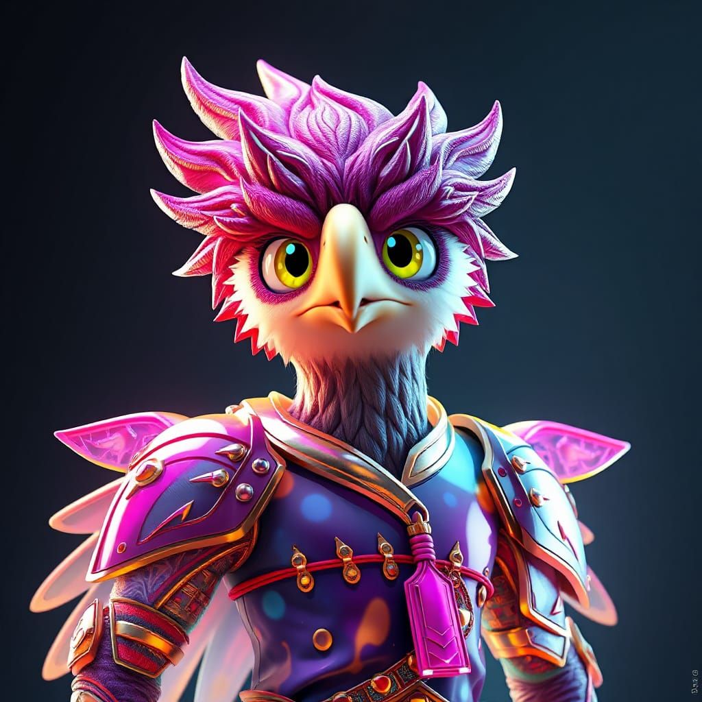 Futuristic Eagle Warrior in Iridescent Armor
