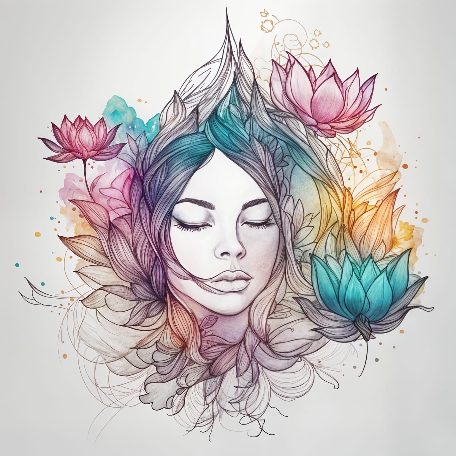 Lotus Flower and Friends: Double Exposure Art