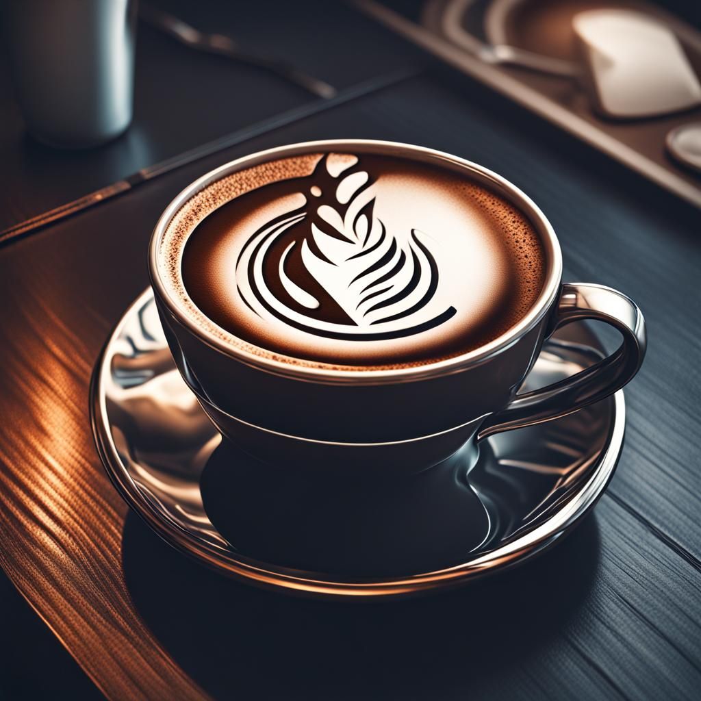 Futuristic Coffee Shop App Logo in Hyperrealistic Style
