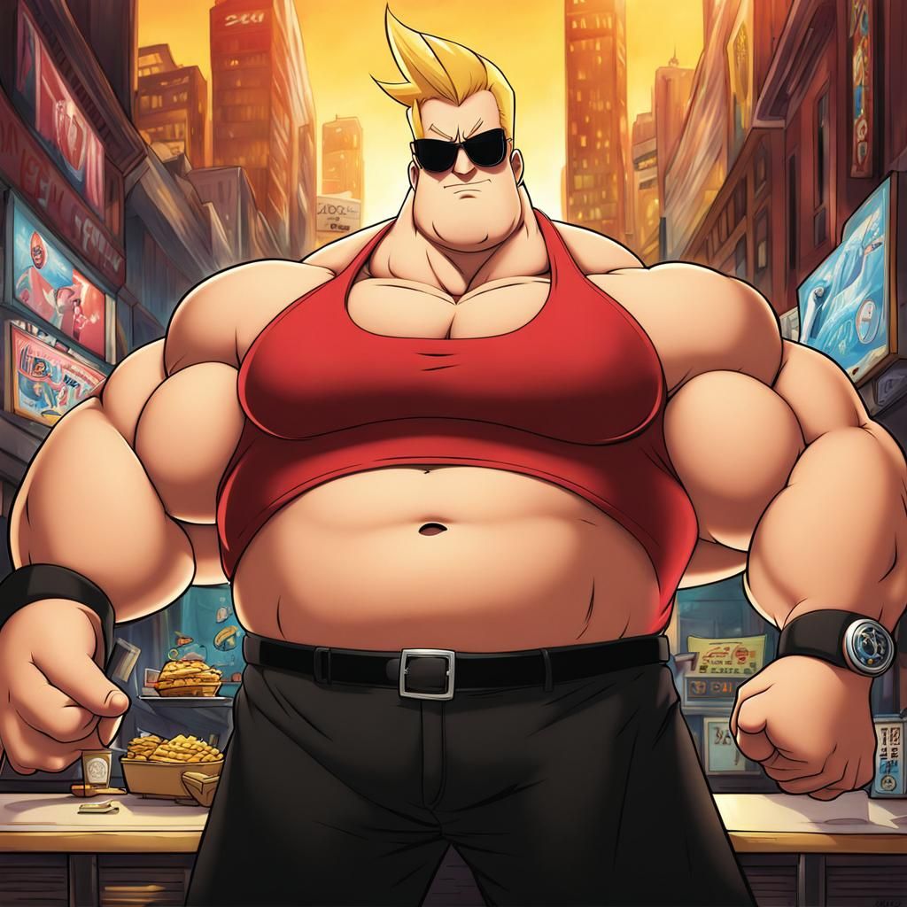 Johnny Bravo with Big Belly in Anime Style
