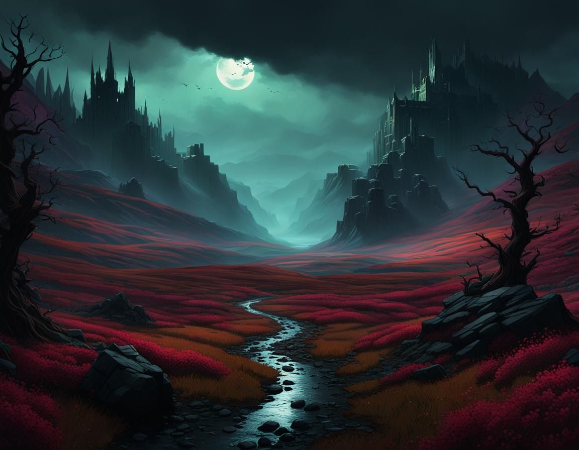 Menacing Dark Fantasy Landscape in 8k Resolution