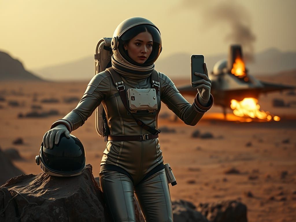 Astronaut Captured in Haunting Martian Landscape